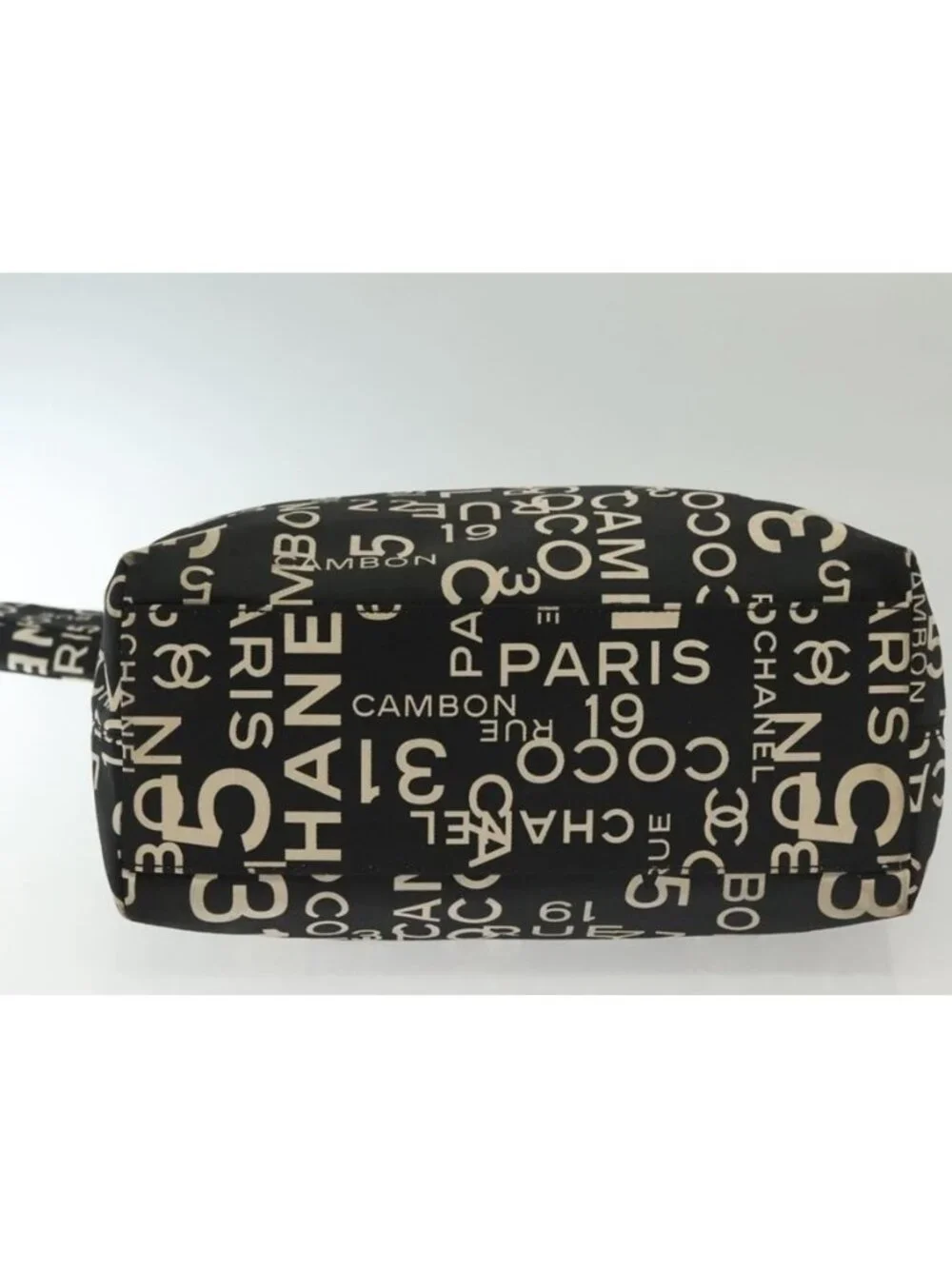 Authentic CHANEL Bysy Line Shoulder Bag Canvas Black Silver CC